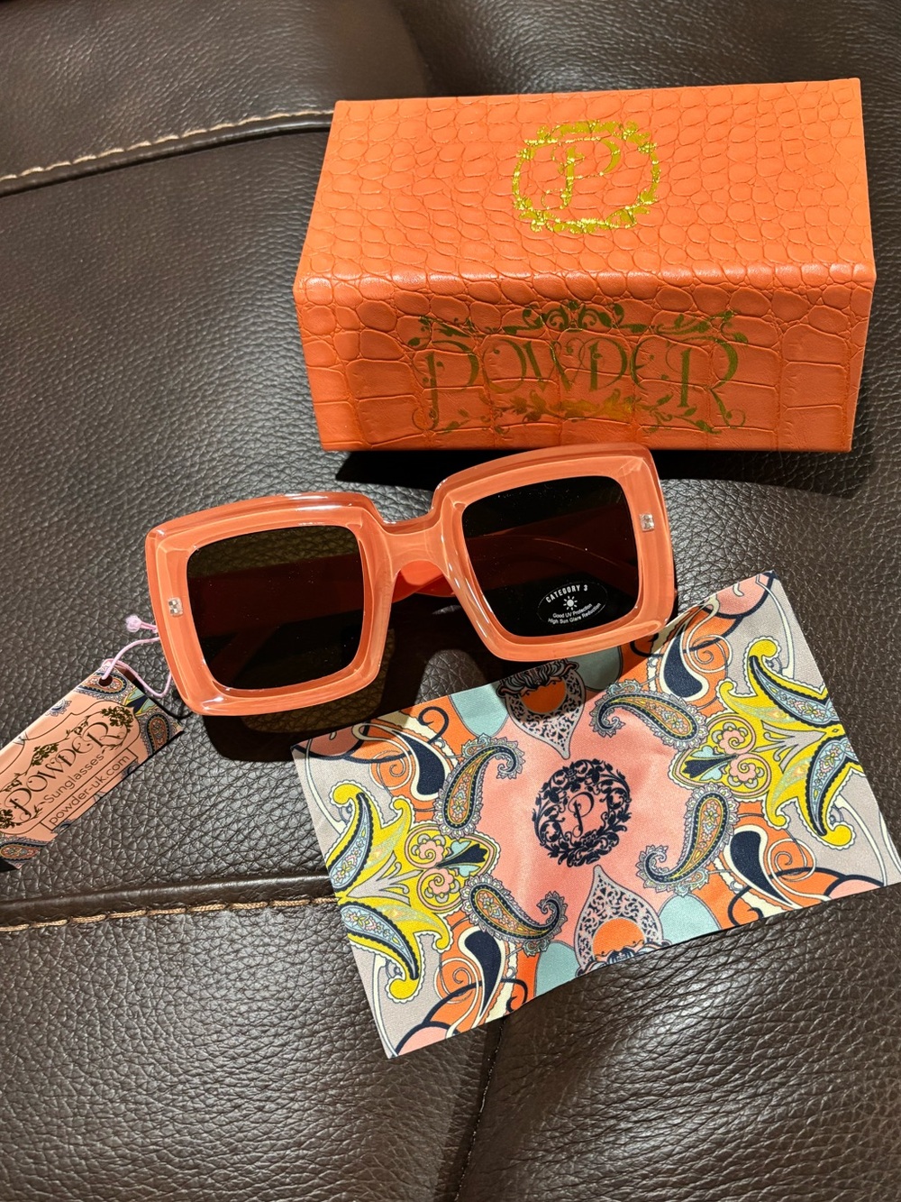 Powder Co. Peach/Coral Square Sunglasses for Women